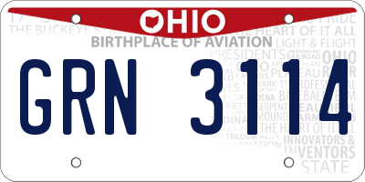 OH license plate GRN3114