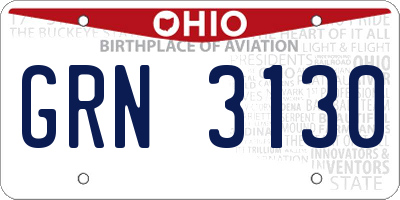 OH license plate GRN3130