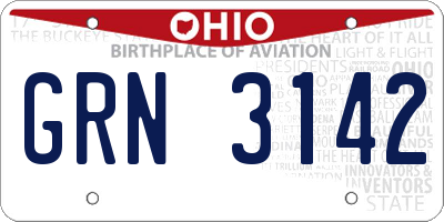 OH license plate GRN3142