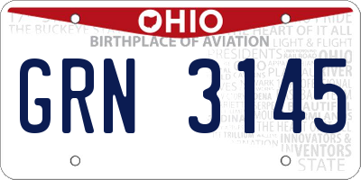 OH license plate GRN3145