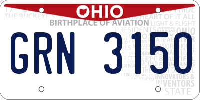 OH license plate GRN3150