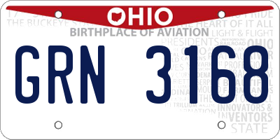 OH license plate GRN3168