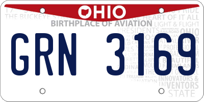 OH license plate GRN3169