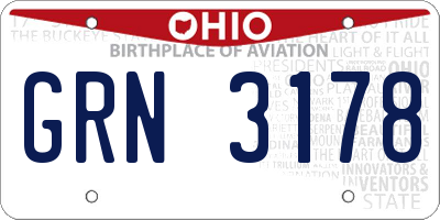 OH license plate GRN3178