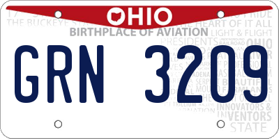 OH license plate GRN3209