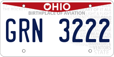 OH license plate GRN3222