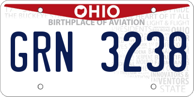 OH license plate GRN3238