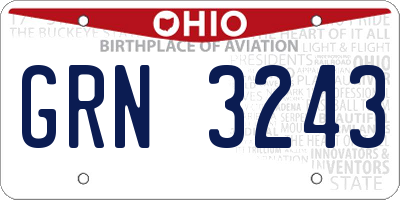 OH license plate GRN3243