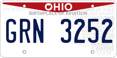 OH license plate GRN3252
