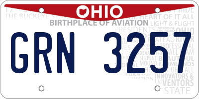 OH license plate GRN3257
