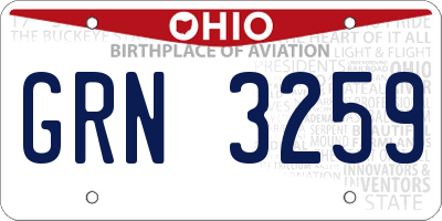 OH license plate GRN3259
