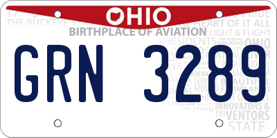 OH license plate GRN3289