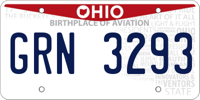 OH license plate GRN3293