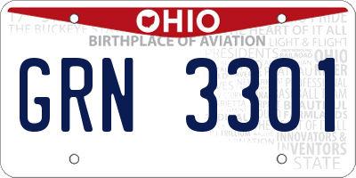 OH license plate GRN3301
