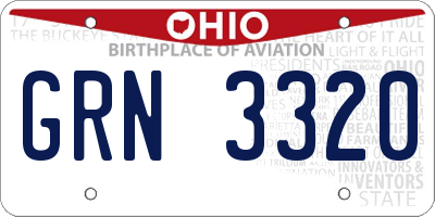OH license plate GRN3320
