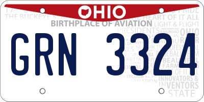 OH license plate GRN3324