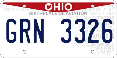OH license plate GRN3326