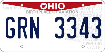 OH license plate GRN3343
