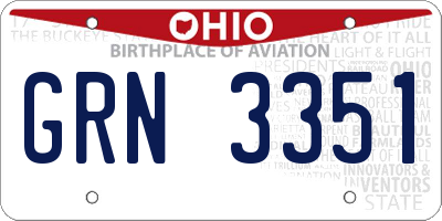 OH license plate GRN3351