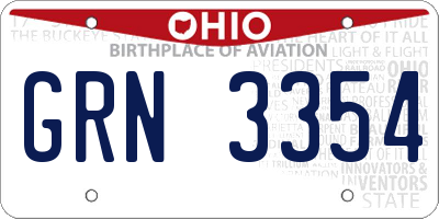 OH license plate GRN3354
