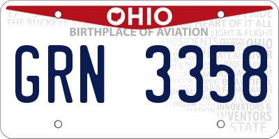 OH license plate GRN3358