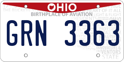 OH license plate GRN3363