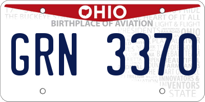 OH license plate GRN3370