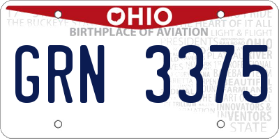 OH license plate GRN3375
