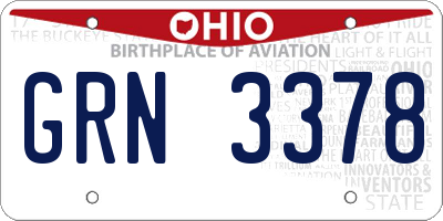 OH license plate GRN3378