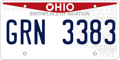 OH license plate GRN3383