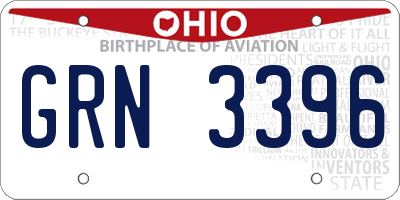 OH license plate GRN3396