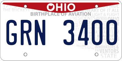 OH license plate GRN3400