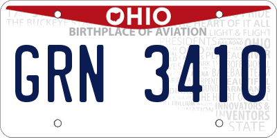 OH license plate GRN3410