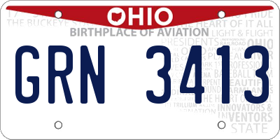 OH license plate GRN3413
