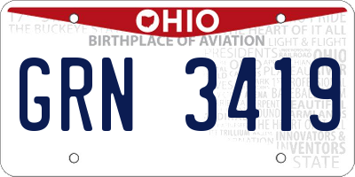 OH license plate GRN3419