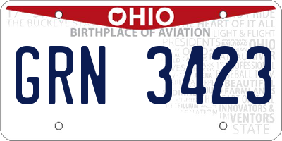 OH license plate GRN3423