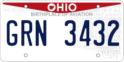 OH license plate GRN3432