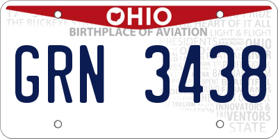 OH license plate GRN3438