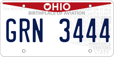 OH license plate GRN3444