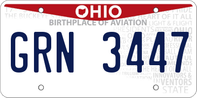 OH license plate GRN3447