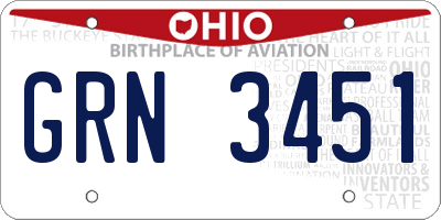 OH license plate GRN3451