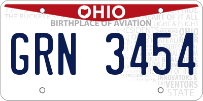 OH license plate GRN3454