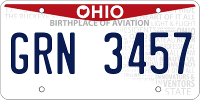 OH license plate GRN3457