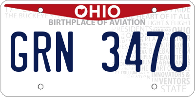 OH license plate GRN3470