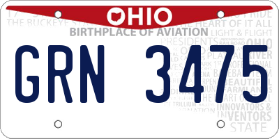 OH license plate GRN3475