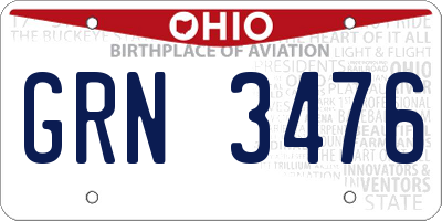 OH license plate GRN3476