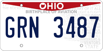 OH license plate GRN3487