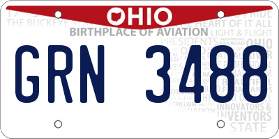 OH license plate GRN3488