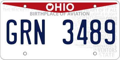 OH license plate GRN3489