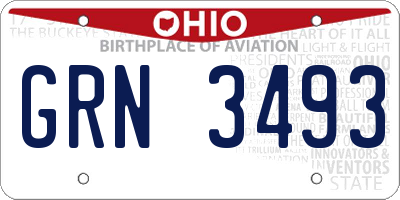 OH license plate GRN3493
